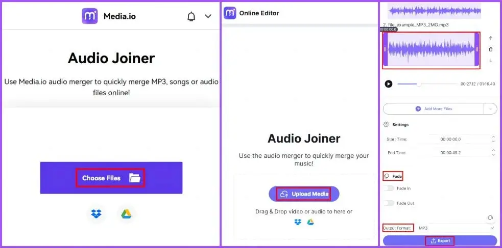 how to merge voice memos online using media io