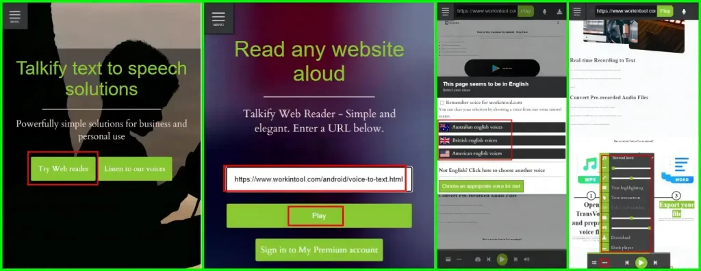 how to read the web online using talkify