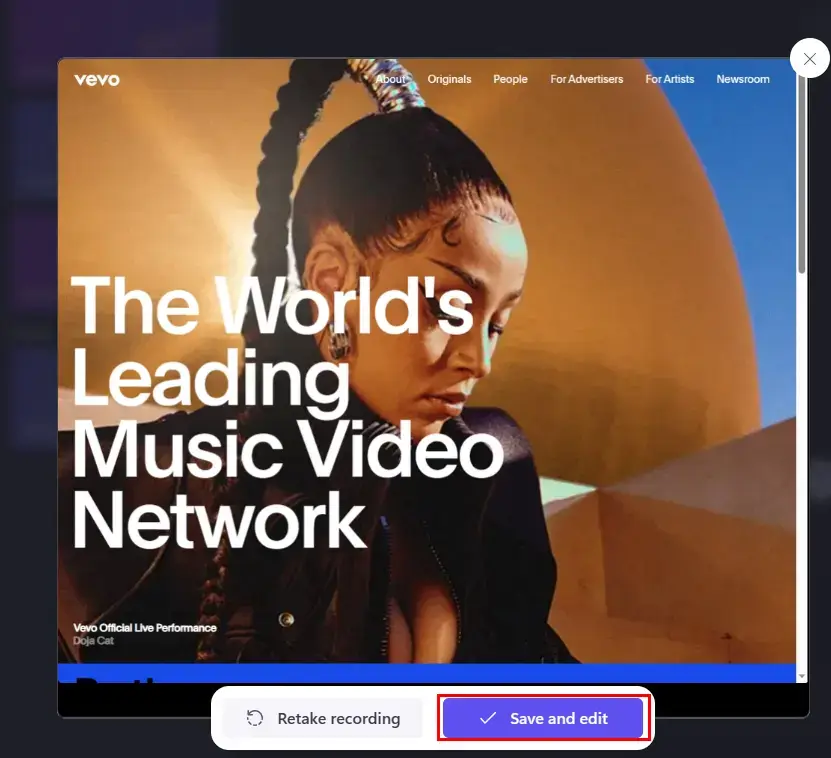 how to record a vevo video online via clipchamp 4