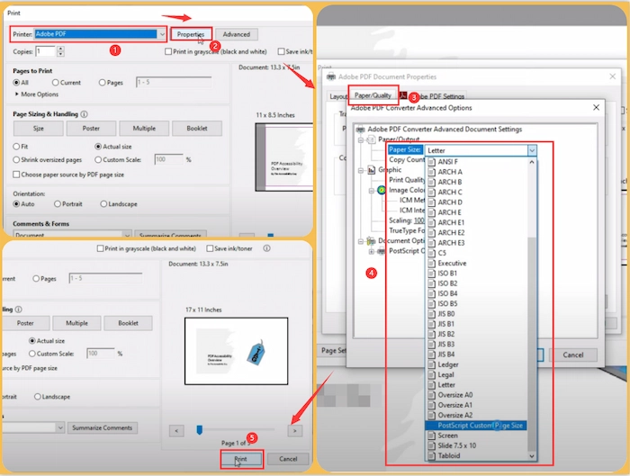 increase pdf size in adobe