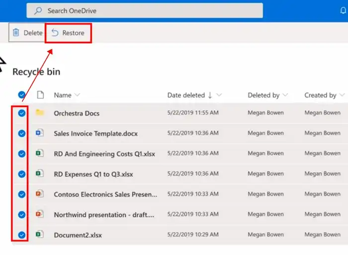 recover files while moving onedrive