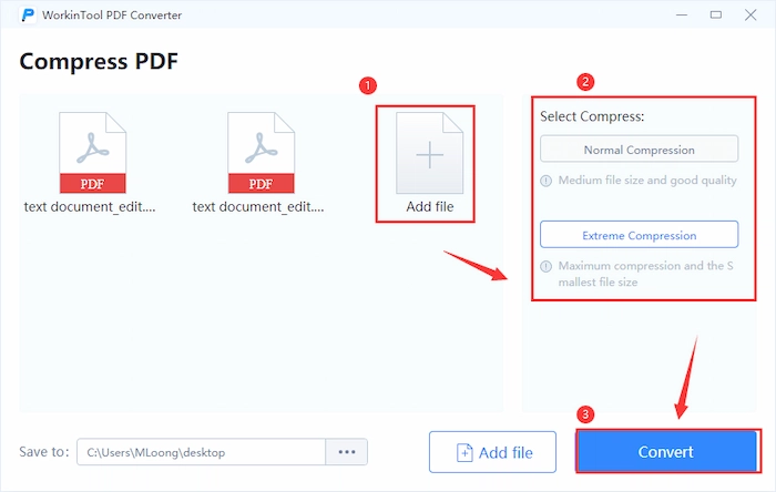 reduce pdf file size in workintool