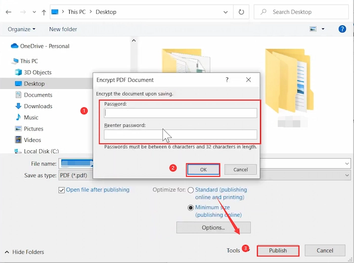 save the protected pdf file in word