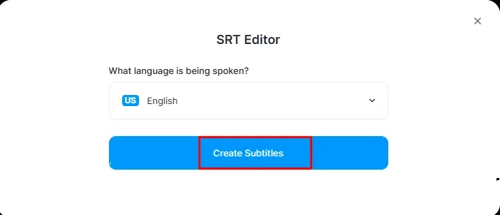 choose a language in veed io srt editor