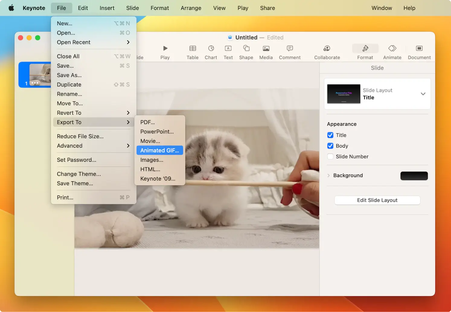 how to convert mp4 to gif on mac using keynote