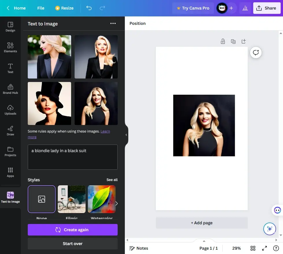 how to generate an ai profile picture by canva