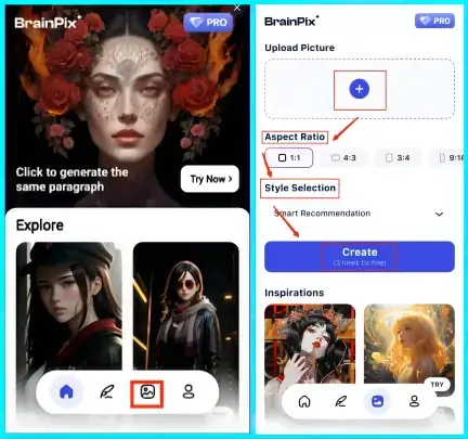 how to make ai pcitures of yourself on android with workintool brainpix