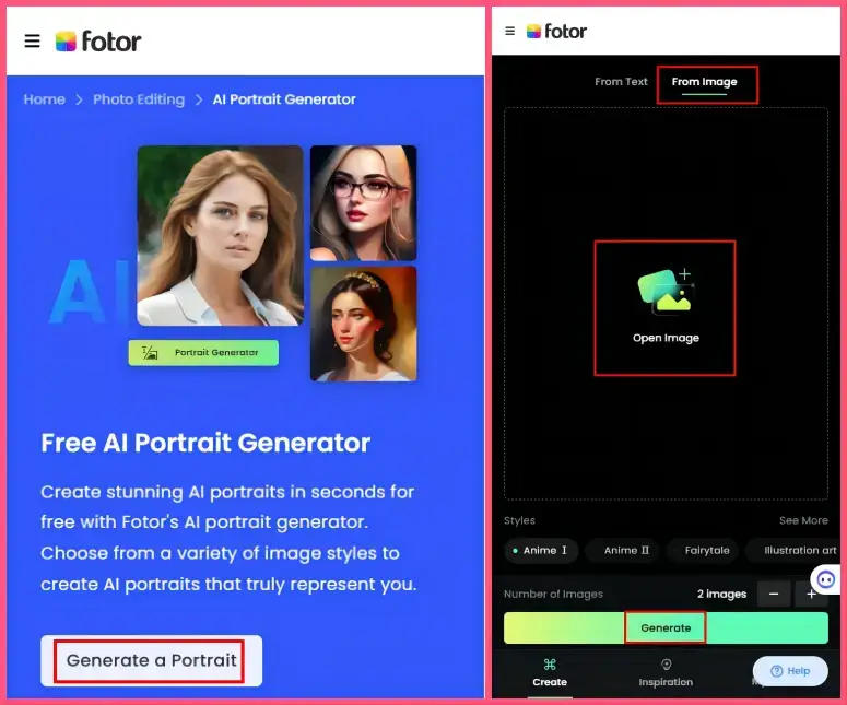 how to make ai pcitures of yourself online with fotor
