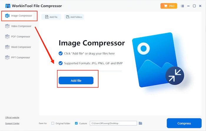 batch compress images workintool