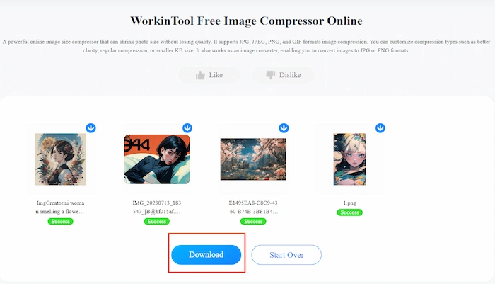 download the compressed images