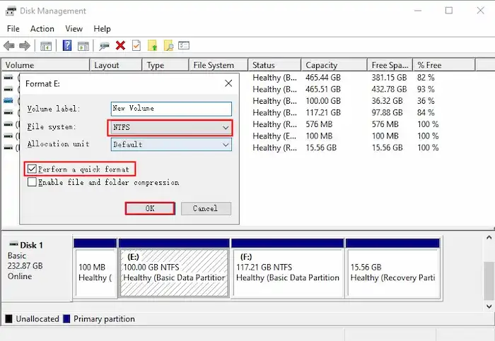 fix external hdd not showing up by formatting