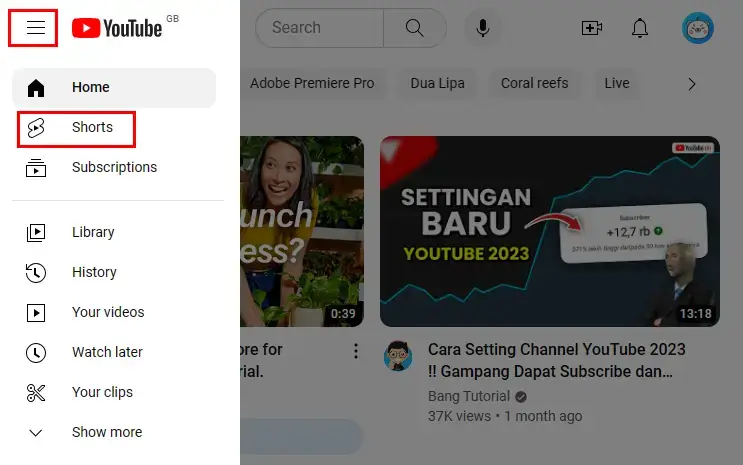 how to access youtube shorts