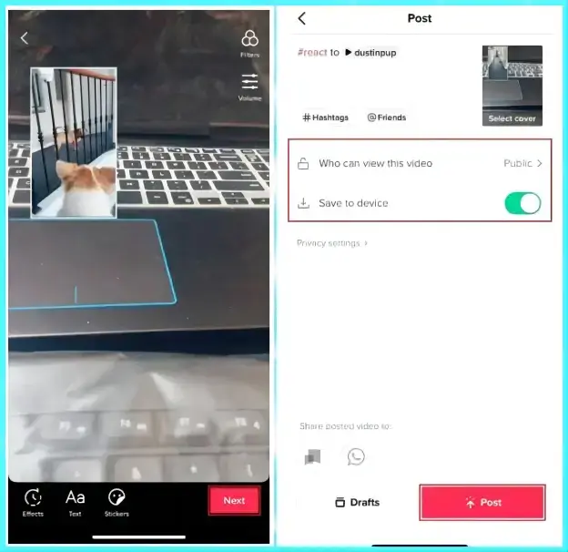 how to make a reaction video on tiktok 2