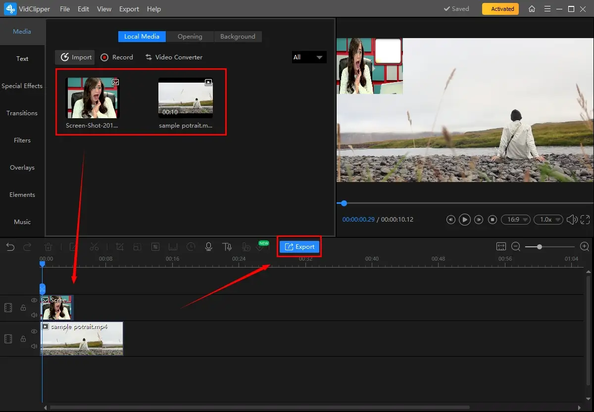 how to make a reaction video on windows in workintool vidclipper picture in picture effect