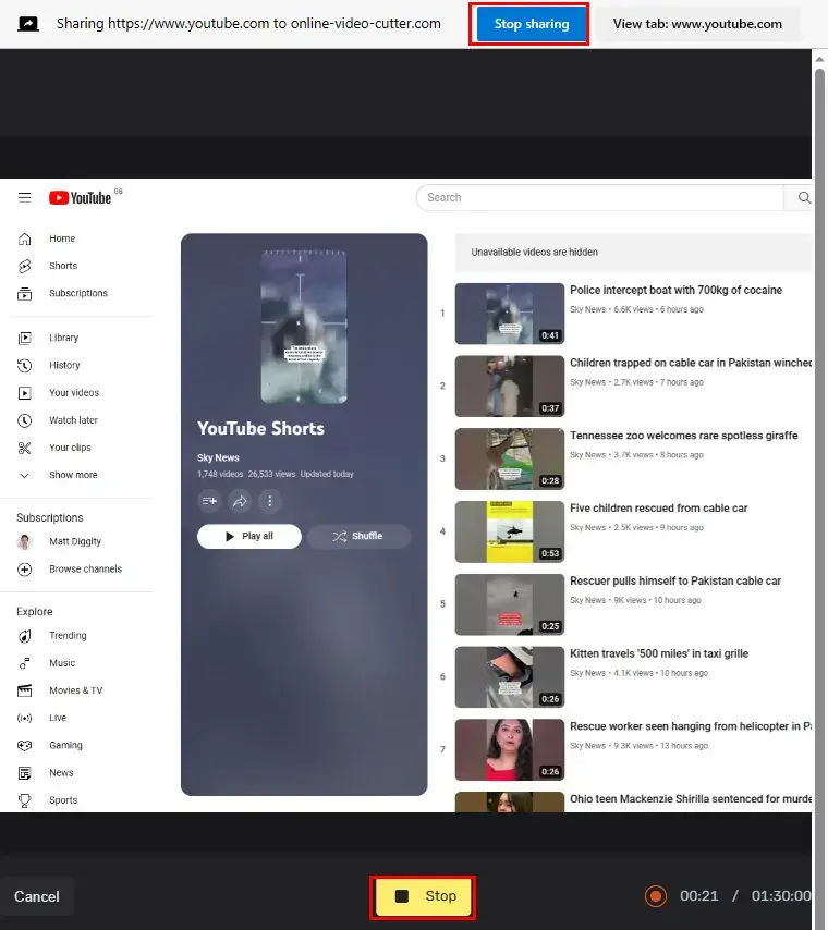 how to record youtube shorts online via 123 apps 2