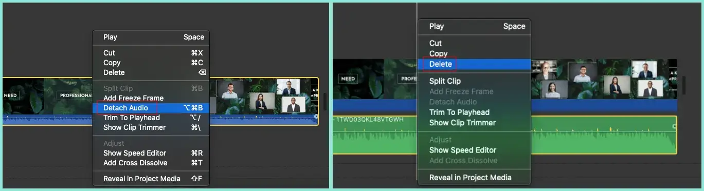 how to remove audio from canva video in imovie with detach audio feature