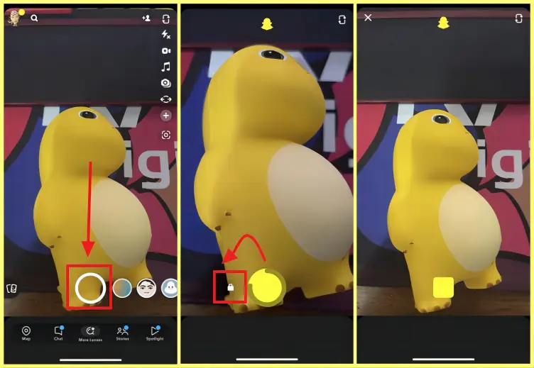 how to screen record on snapchat without holding the button