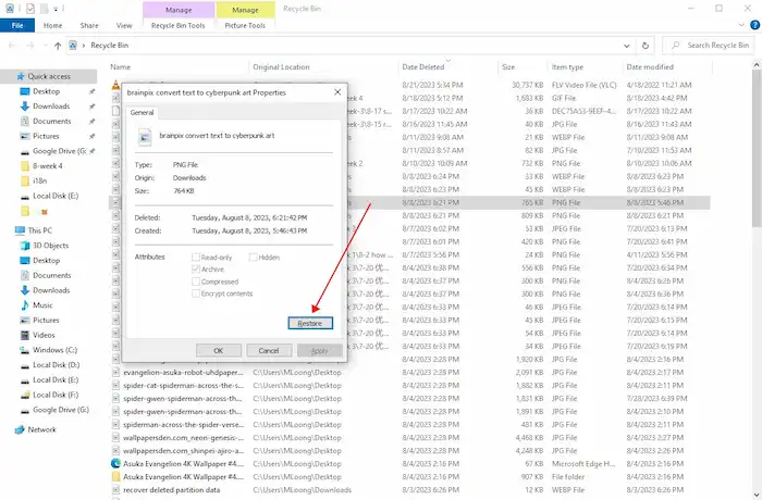recycle bin recover deleted png files