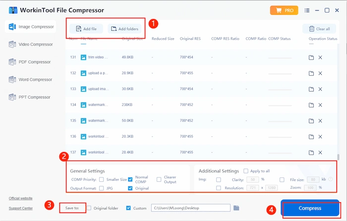 select settings and file folder