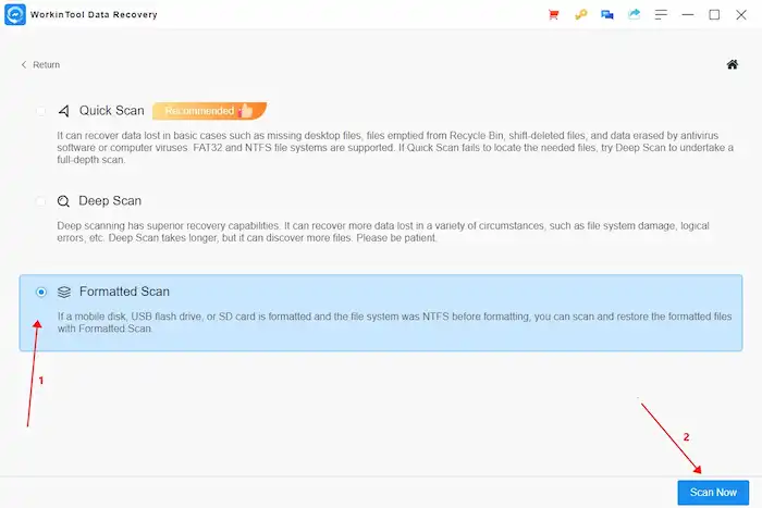 workintool data recovery formatted scan 2 2 1 0