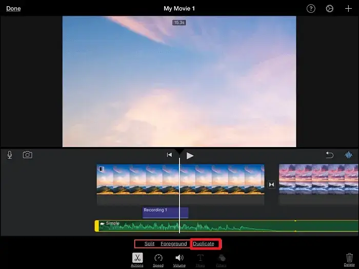 duplicate a video in imovie