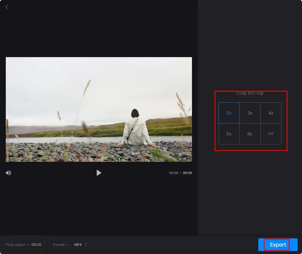 how to loop a video online using clideo