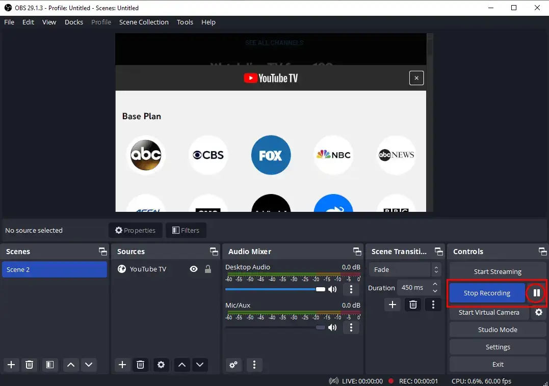 how to record on youtube tv on mac with obs 2
