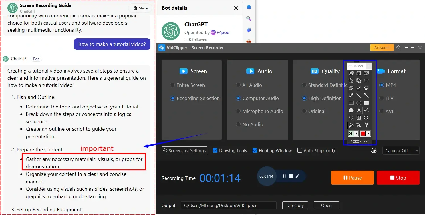 how to screen record chatgpt conversations on windows via workintool capture screen recorder 1