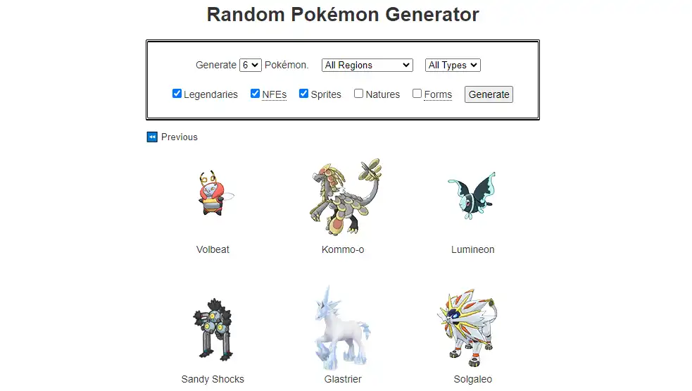 random pokemon generator online tool