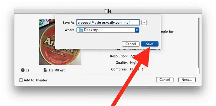 save your project from imovie