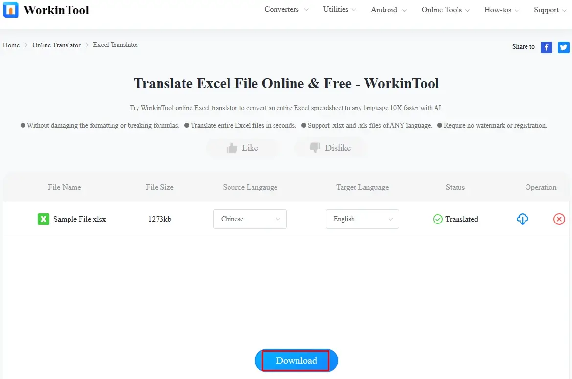 translate excel file to english online in workintool online excel translator 2