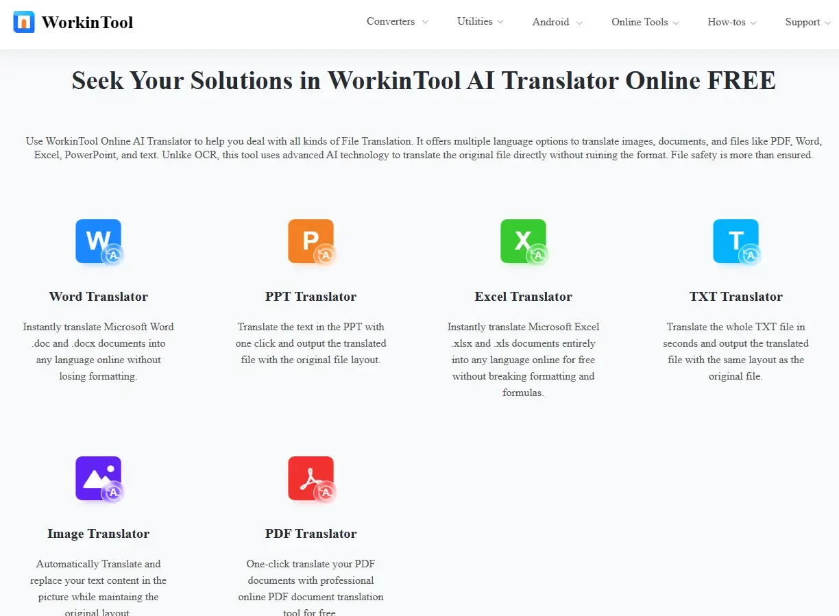 choose a translation mode in workintool online ai translators