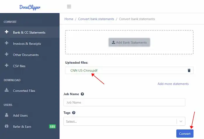 docuclipper bank statement conversion