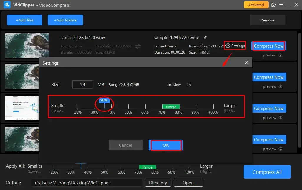 how to compress videos for youtube to different chosen size in workintool vidclipper