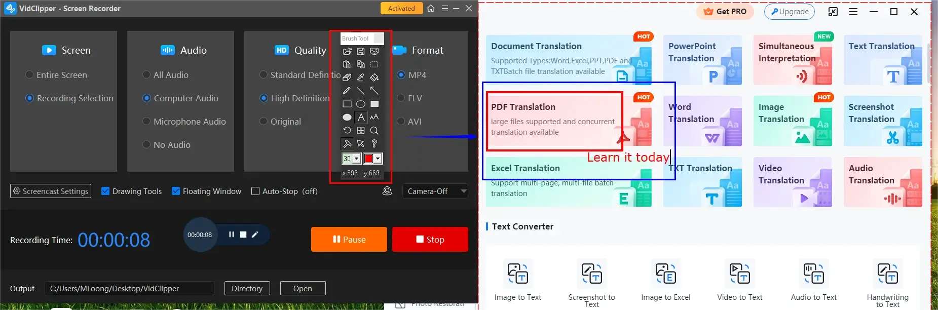 how to do screen recording for training in workintool capture screen recorder drawing tool