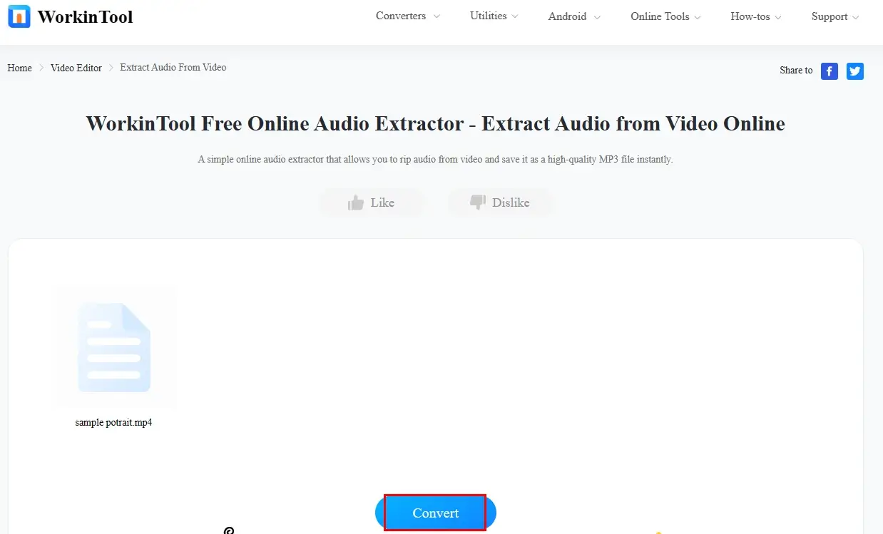how to extract audio from a youtube video online with workintool online audio extractor 2