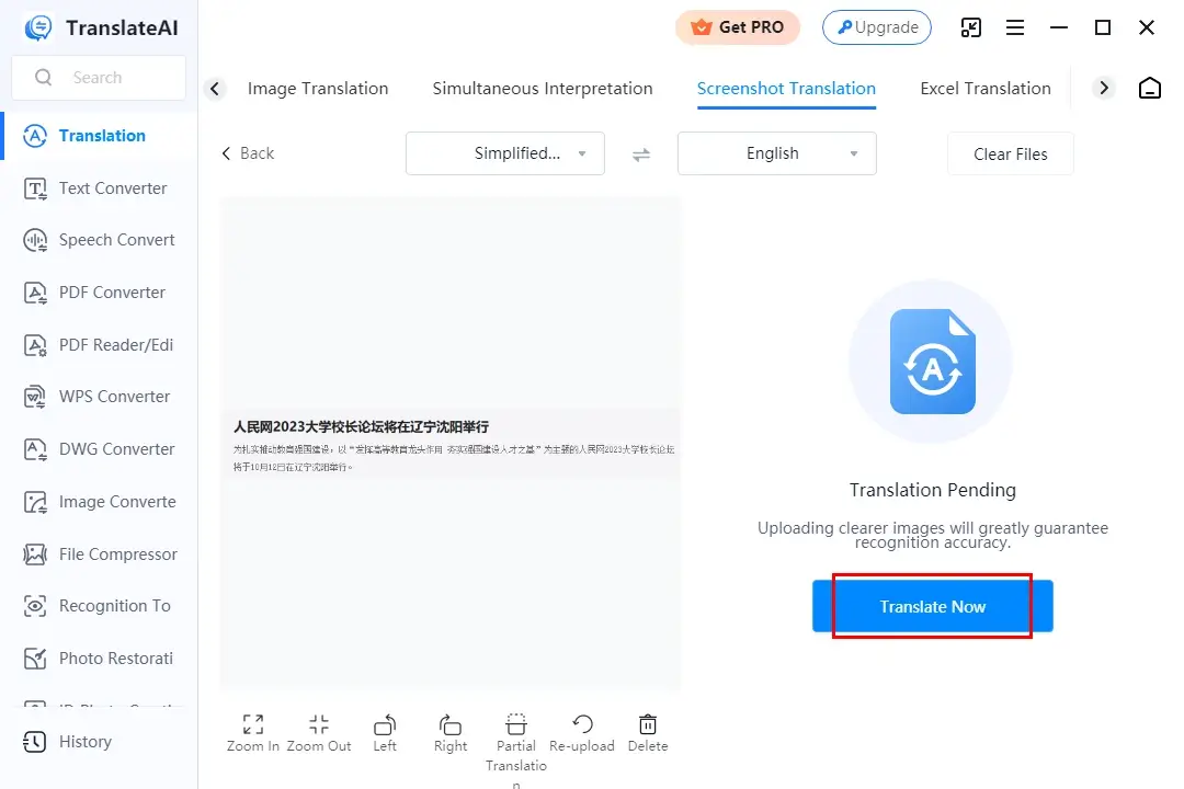 how to translate a screenshot in workintool translateai app 2