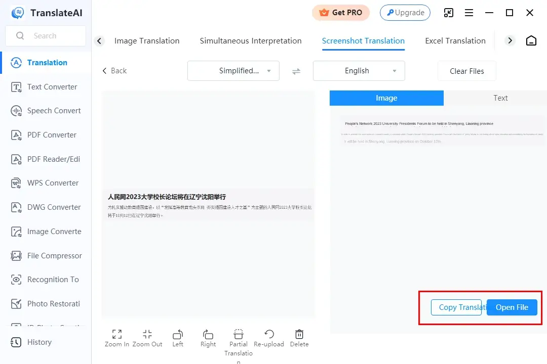 how to translate a screenshot in workintool translateai app 3