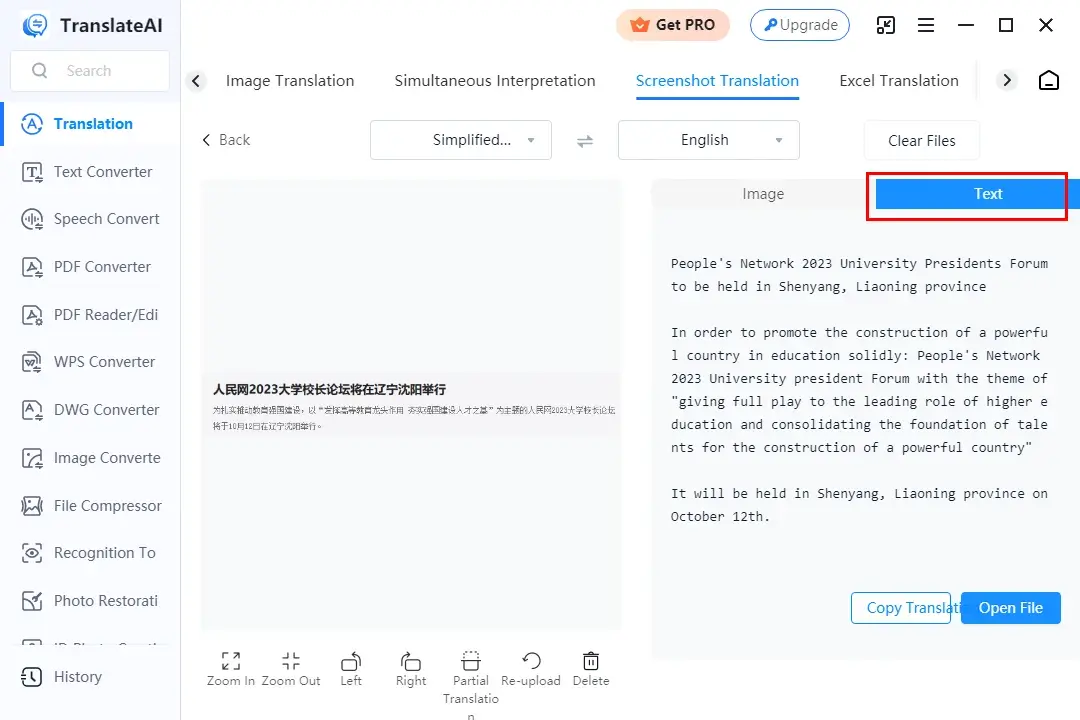 how to translate a screenshot in workintool translateai app 4