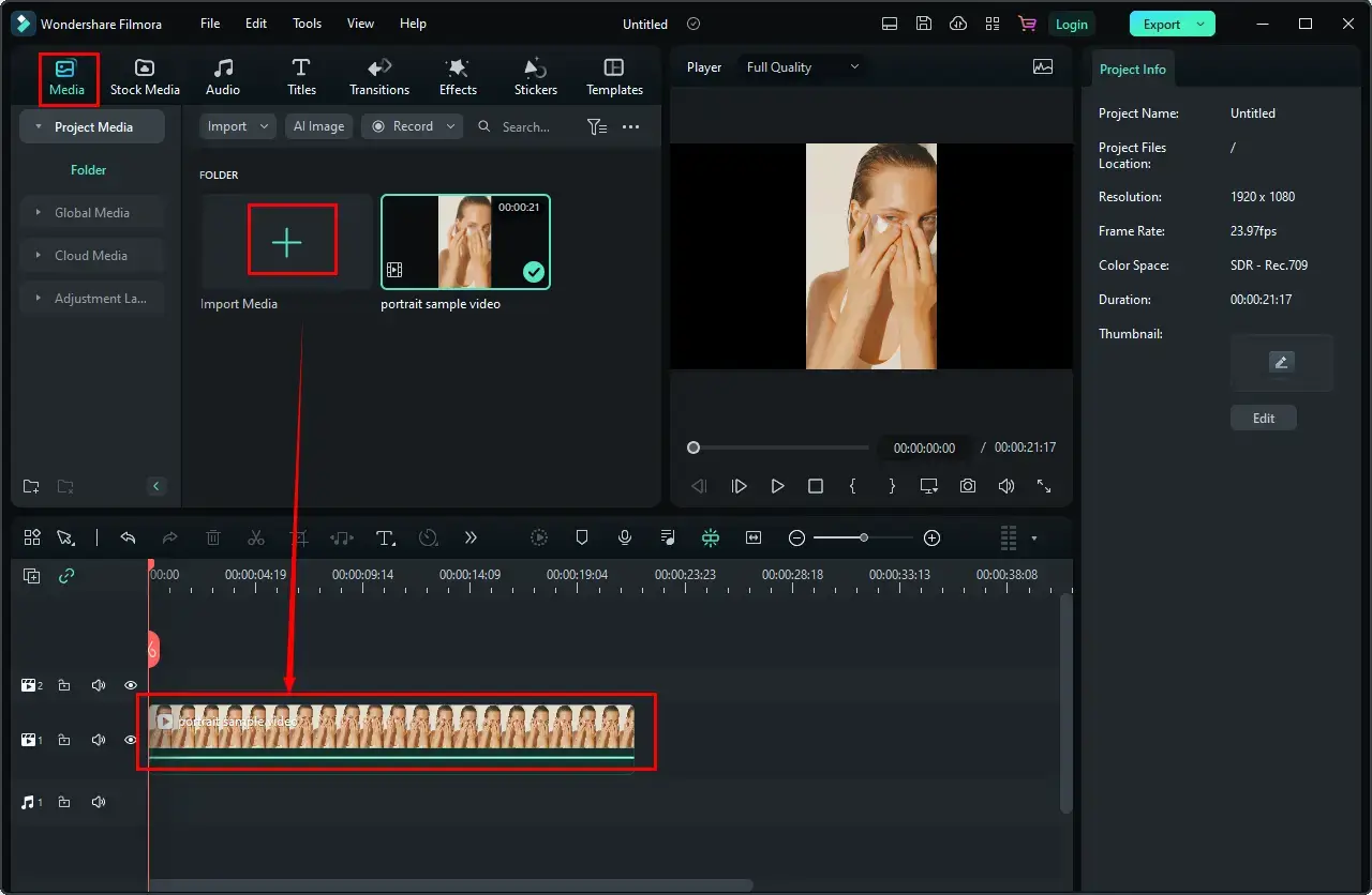 import a video to filmora