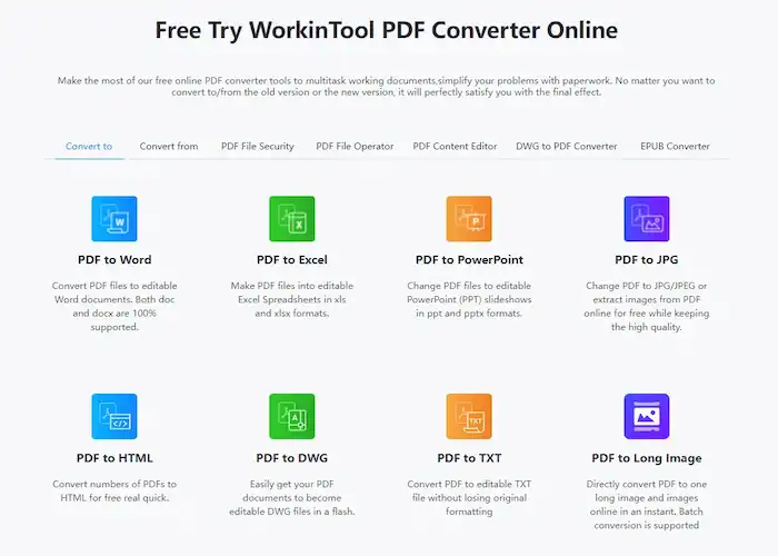 workintool pdf converter online tools