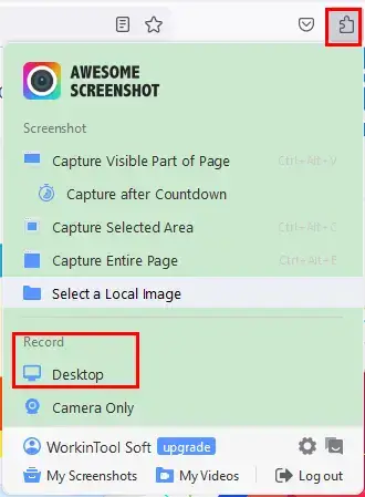 choose awesome screenshot in firefox and then record