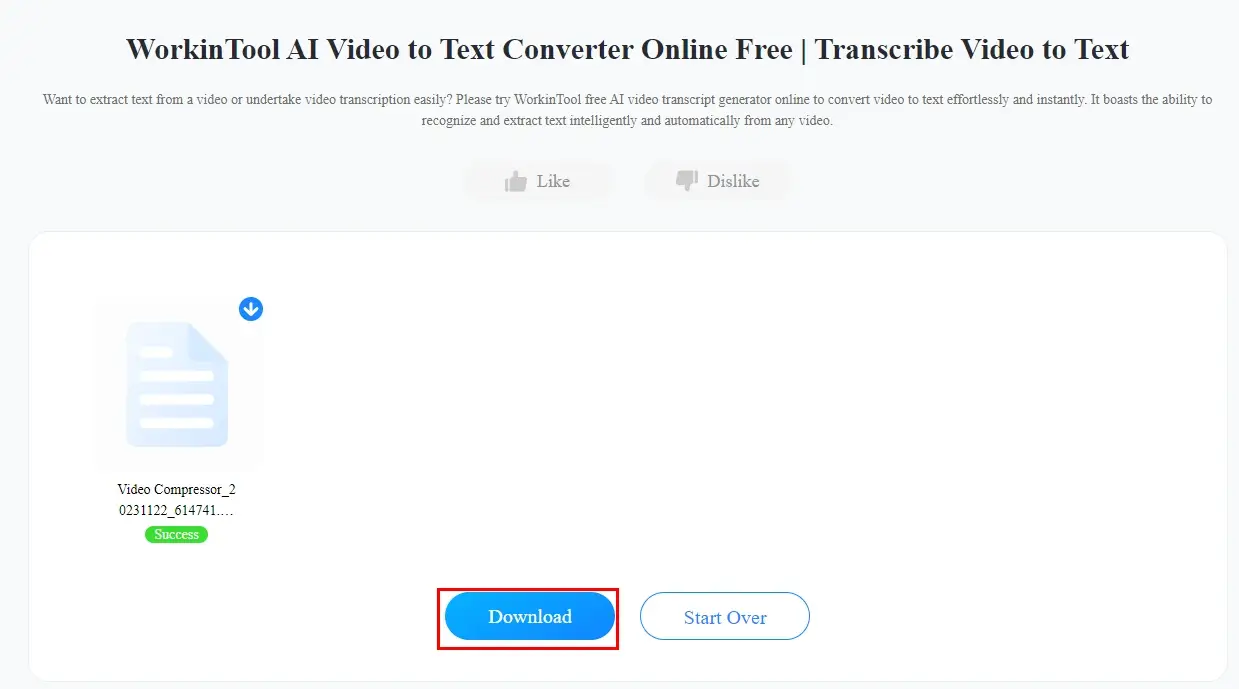 how to extract text from a youtube video using workintool online video to text converter 2