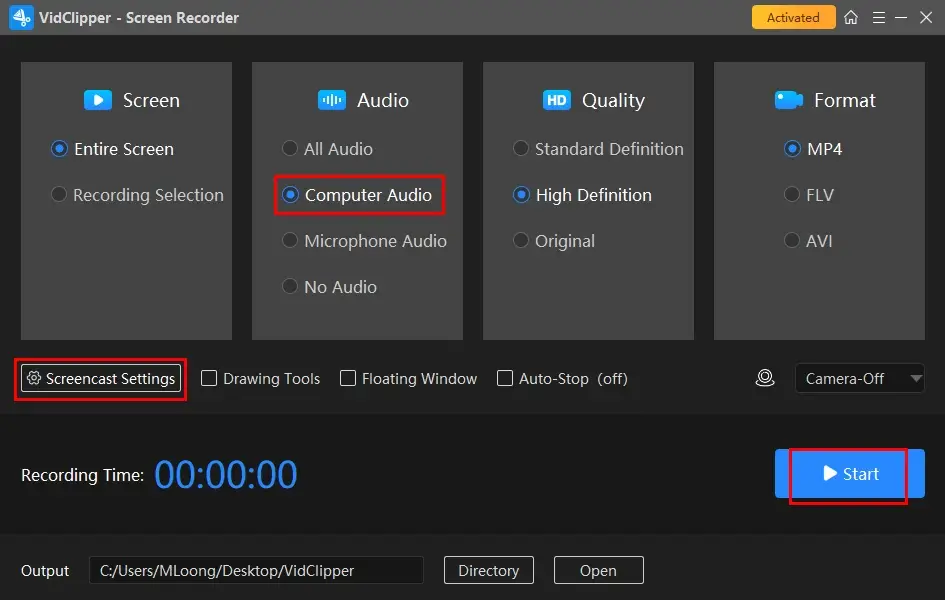 how to record a video while playing music in workintool capture screen recorder 1