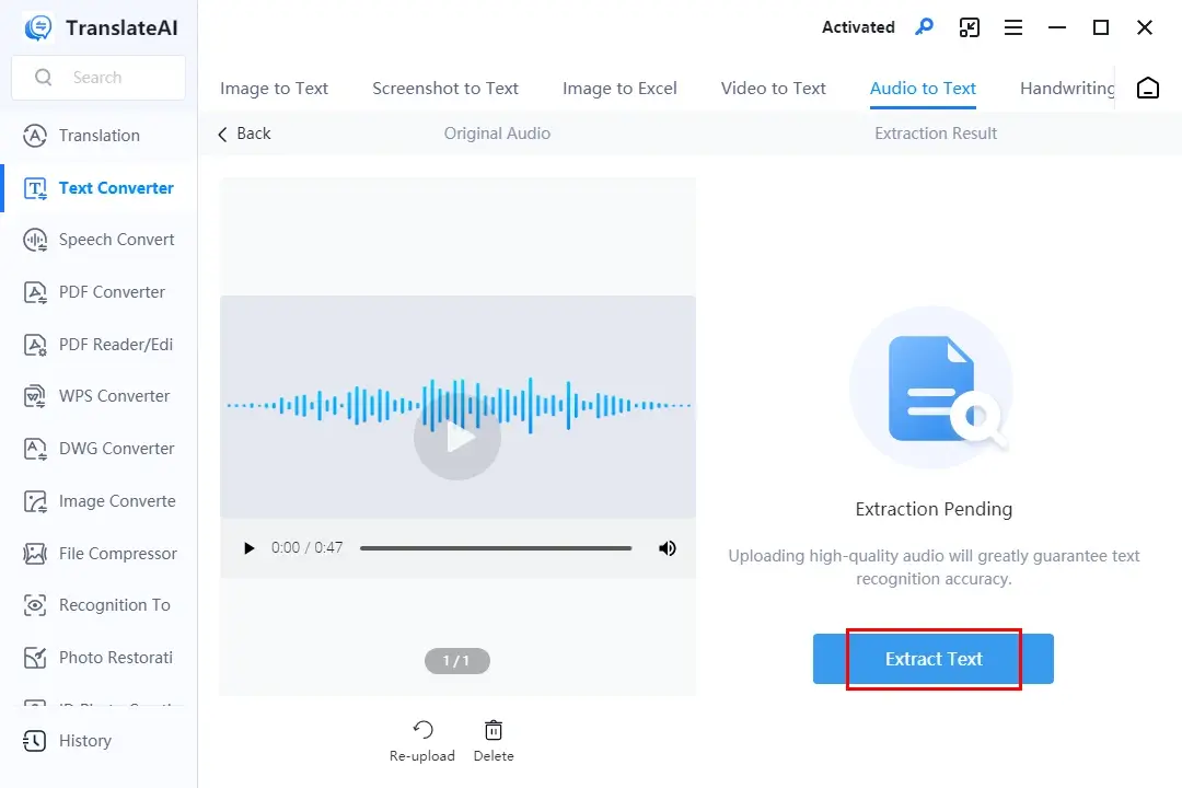how to transcribe voice memos to text in workintool translateai 1