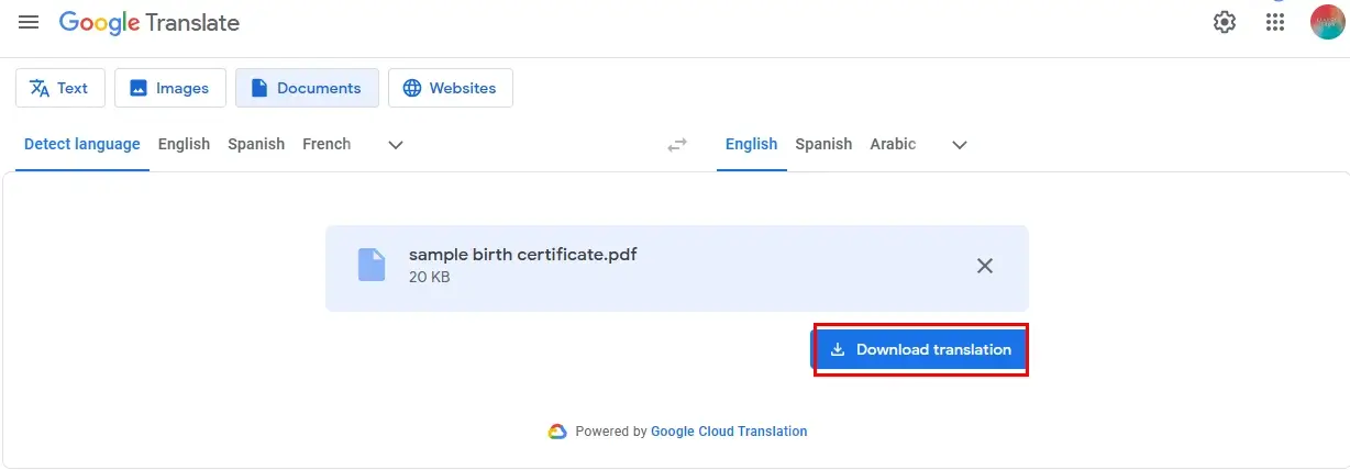 how to translate birth certificate in google translate 3