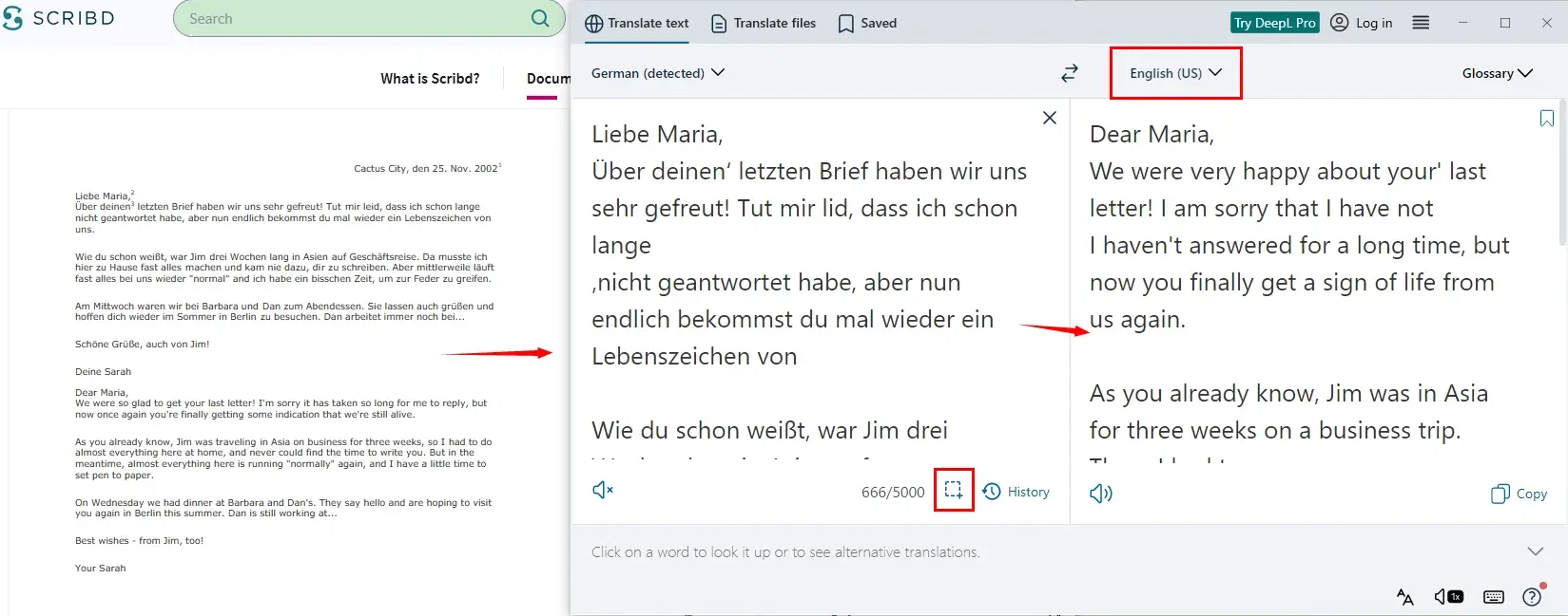 how to translate emails to english in deepl screenshot translation