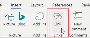 insert link in ms word