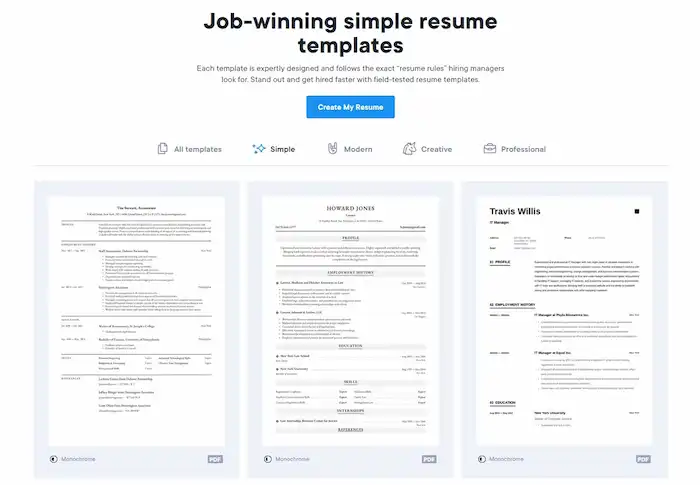 job winning templates