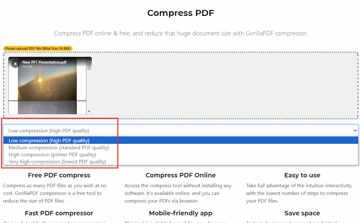 select a suitable compression mode